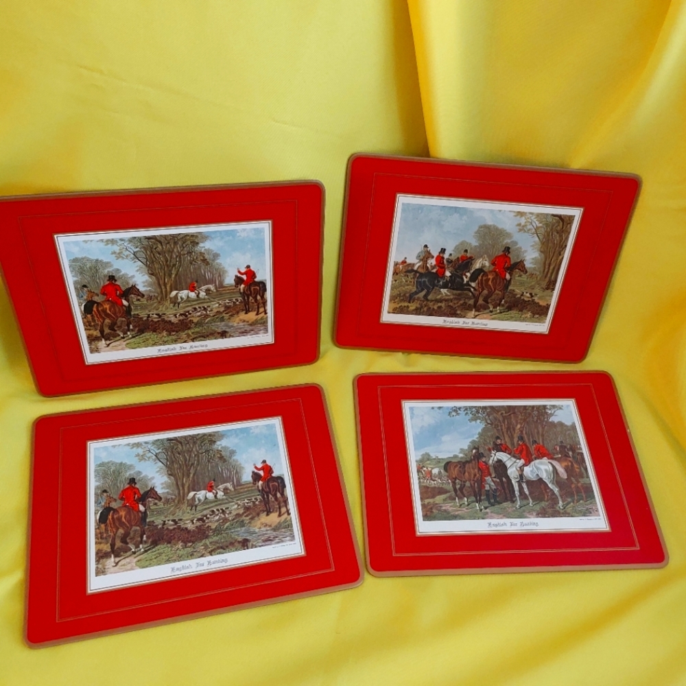 Pimpernel four traditional place mats Hunting Red Frederick Dickson Co Ltd.